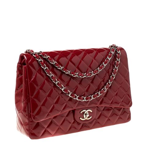 chanel red purse|red patent leather chanel bag.